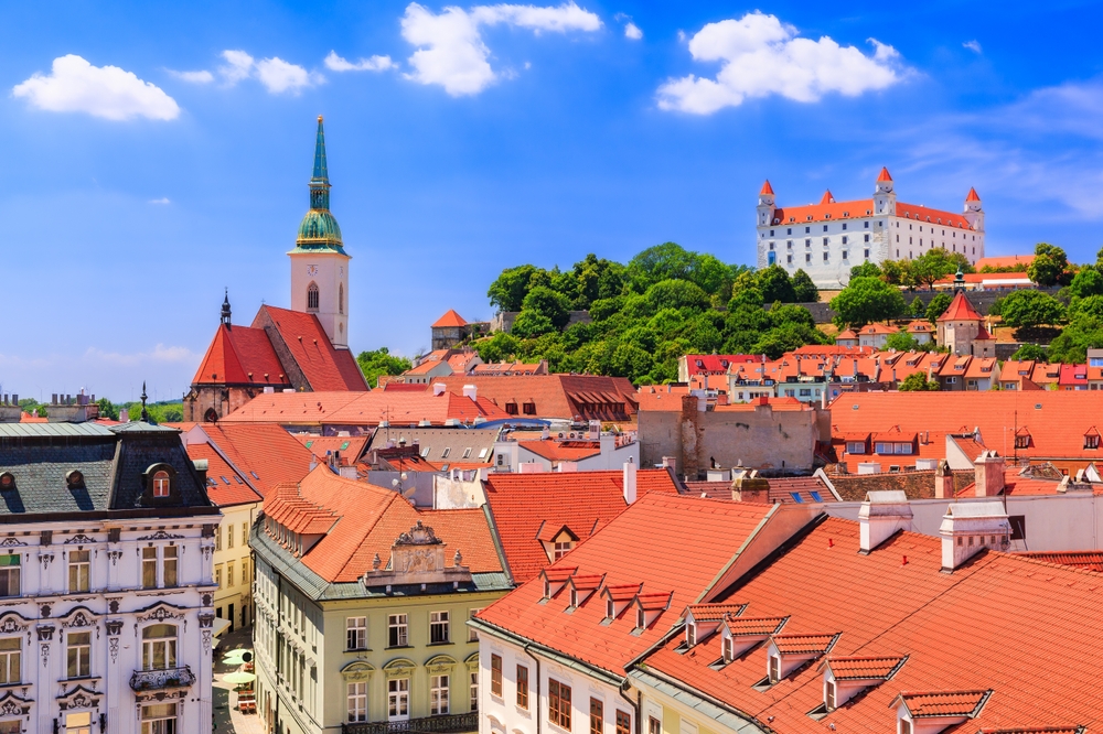 Bratislava, Slovakia. View of the Bratislava castle, St. Martin's Cathedral